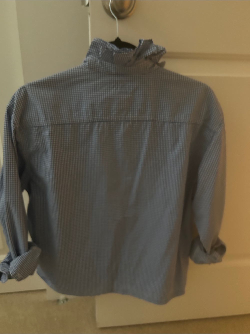 Abercrombie & Fitch Blue Gingham Shirt recreated for a woman with ruffled collar - Picture 6 of 6